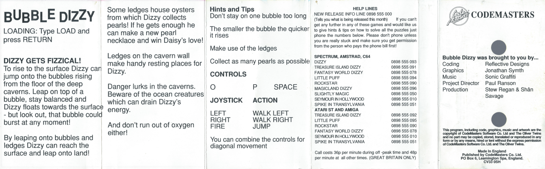 Bubble Dizzy - C64 Back