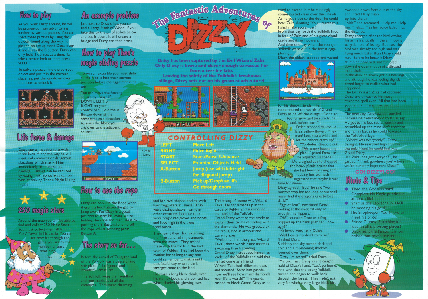 The Fantastic Adventures Of Dizzy - NES Aladdin Instructions Front