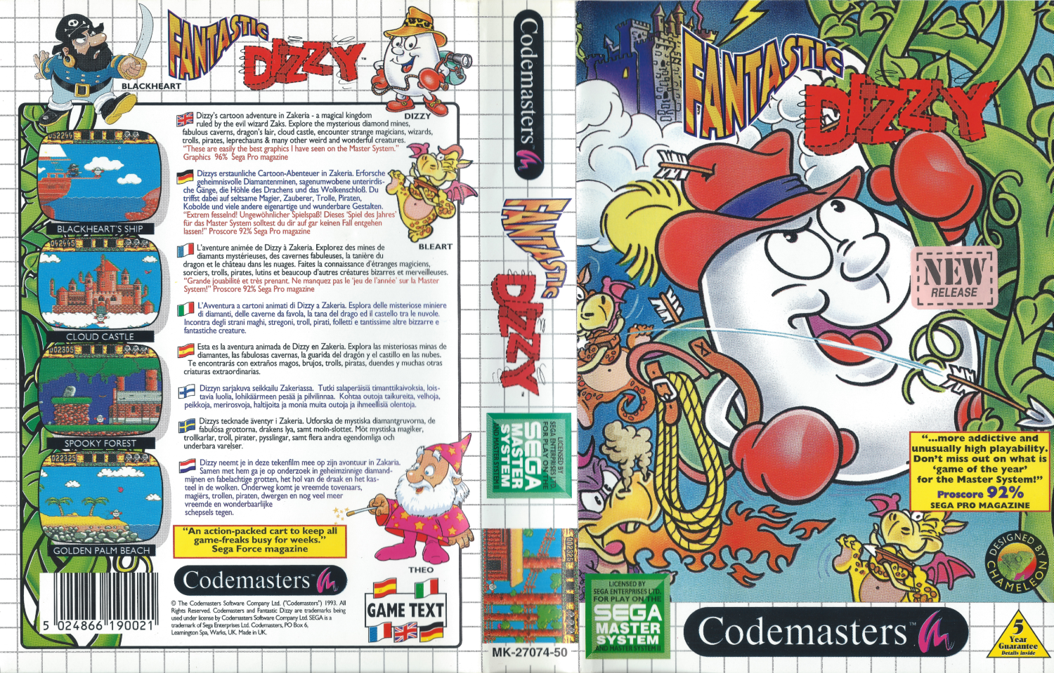 Fantastic Dizzy - Master System Cover
