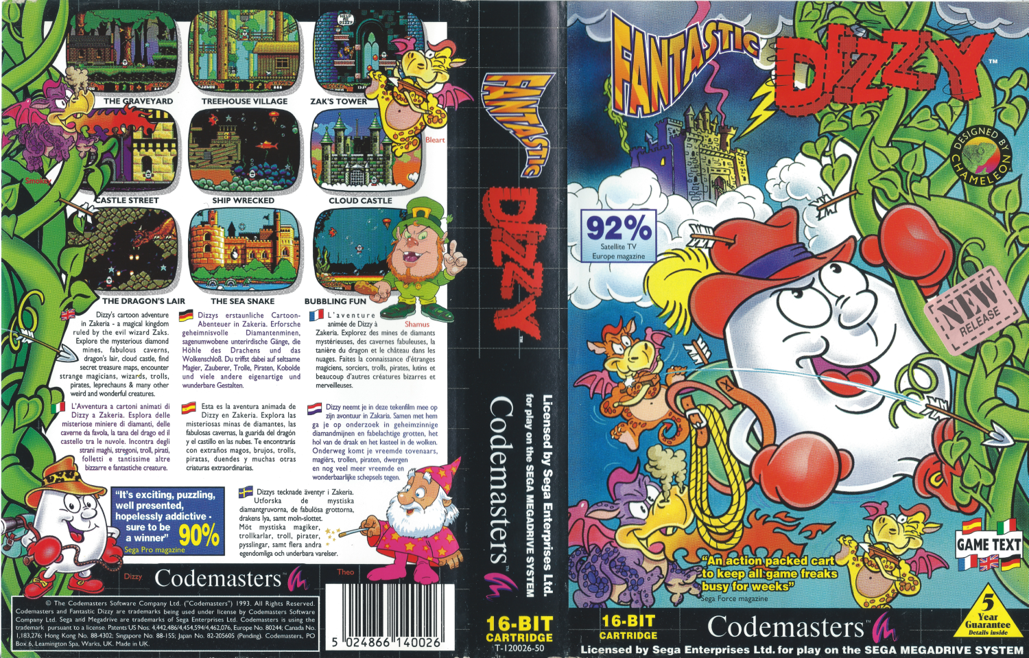 Fantastic Dizzy - Mega Drive Cover