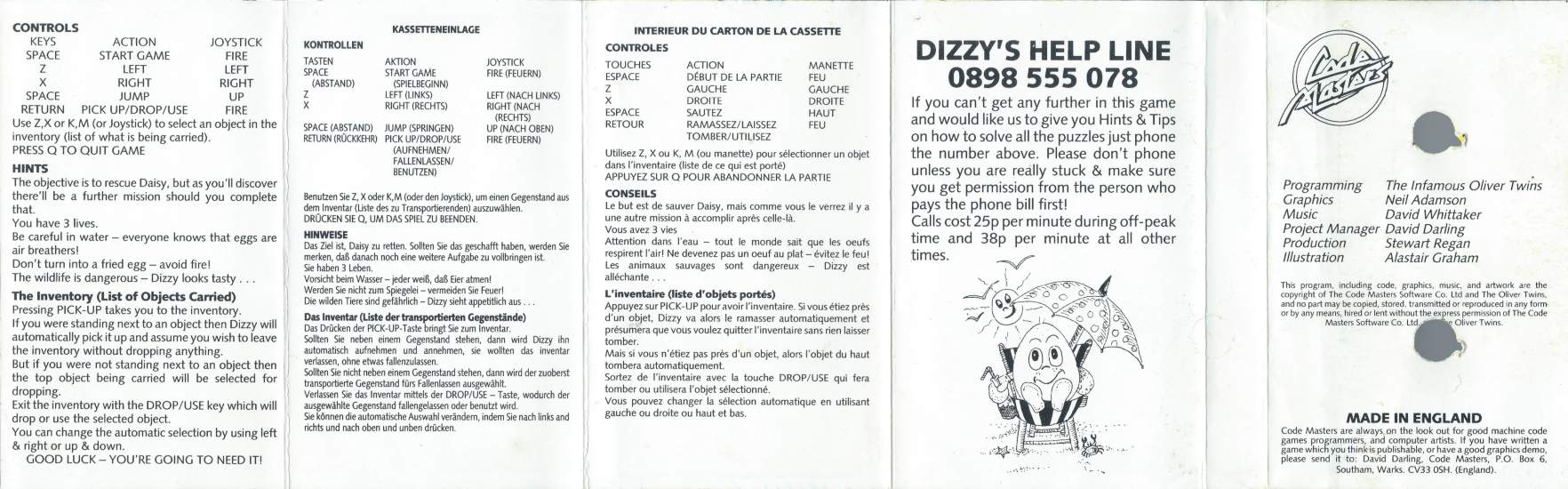 Fantasy World Dizzy - Amstrad Back