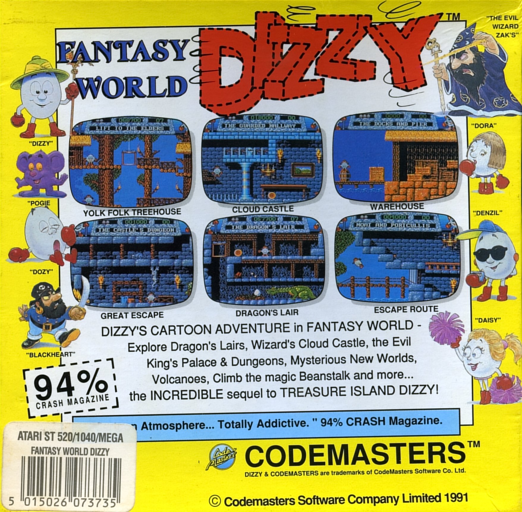Fantasy World Dizzy - Atari ST Back