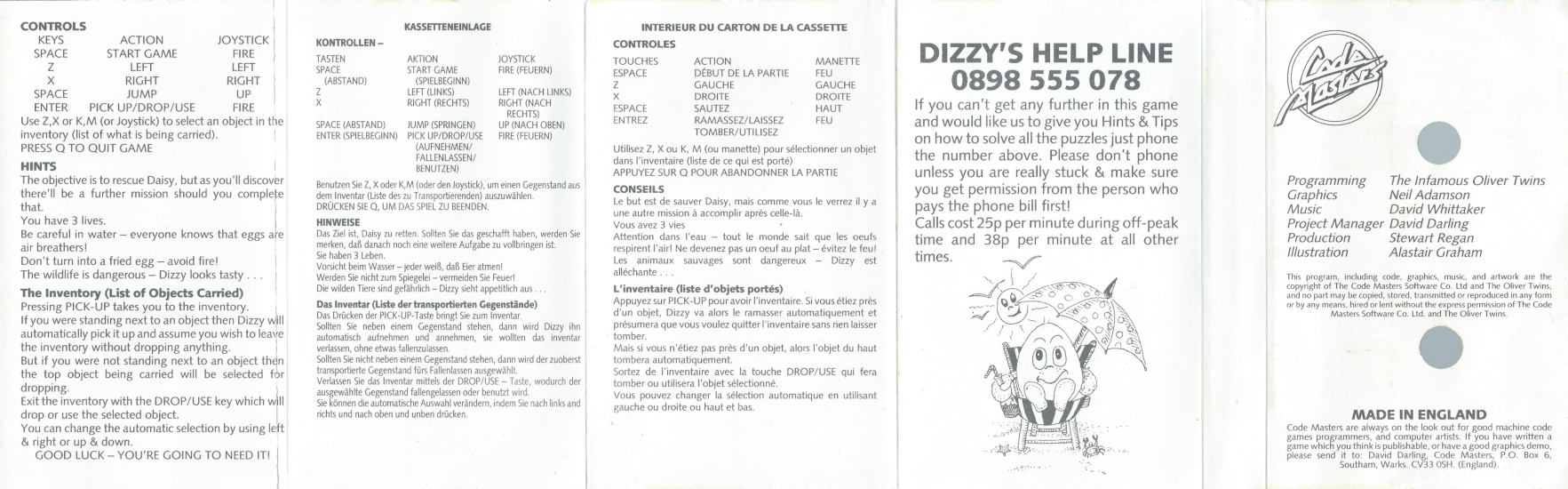 Fantasy World Dizzy - Spectrum Back