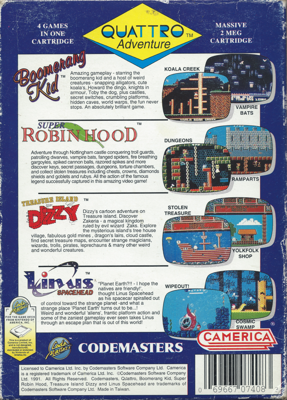 Quattro Adventure - NES Back