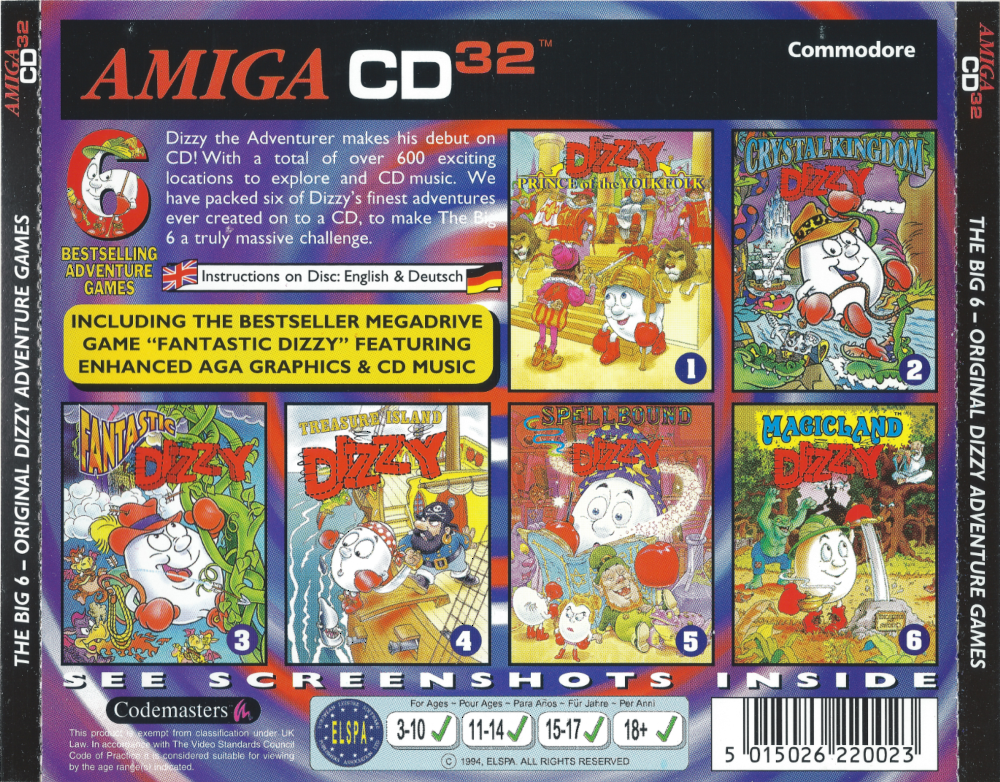 The Big 6 - Amiga CD32 Back