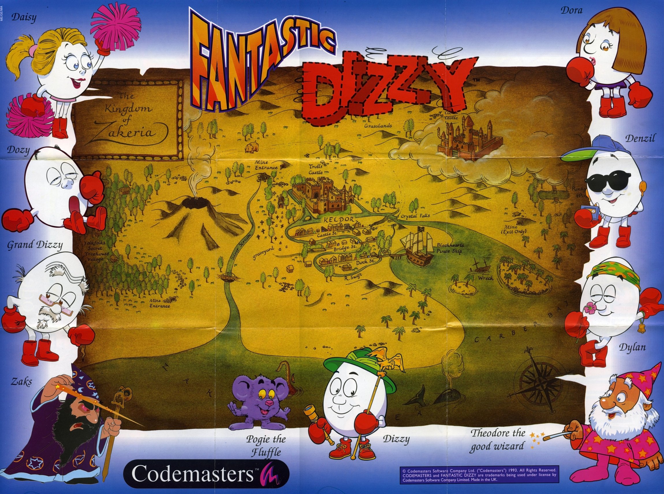 Poster: Fantastic Dizzy Map (Back)