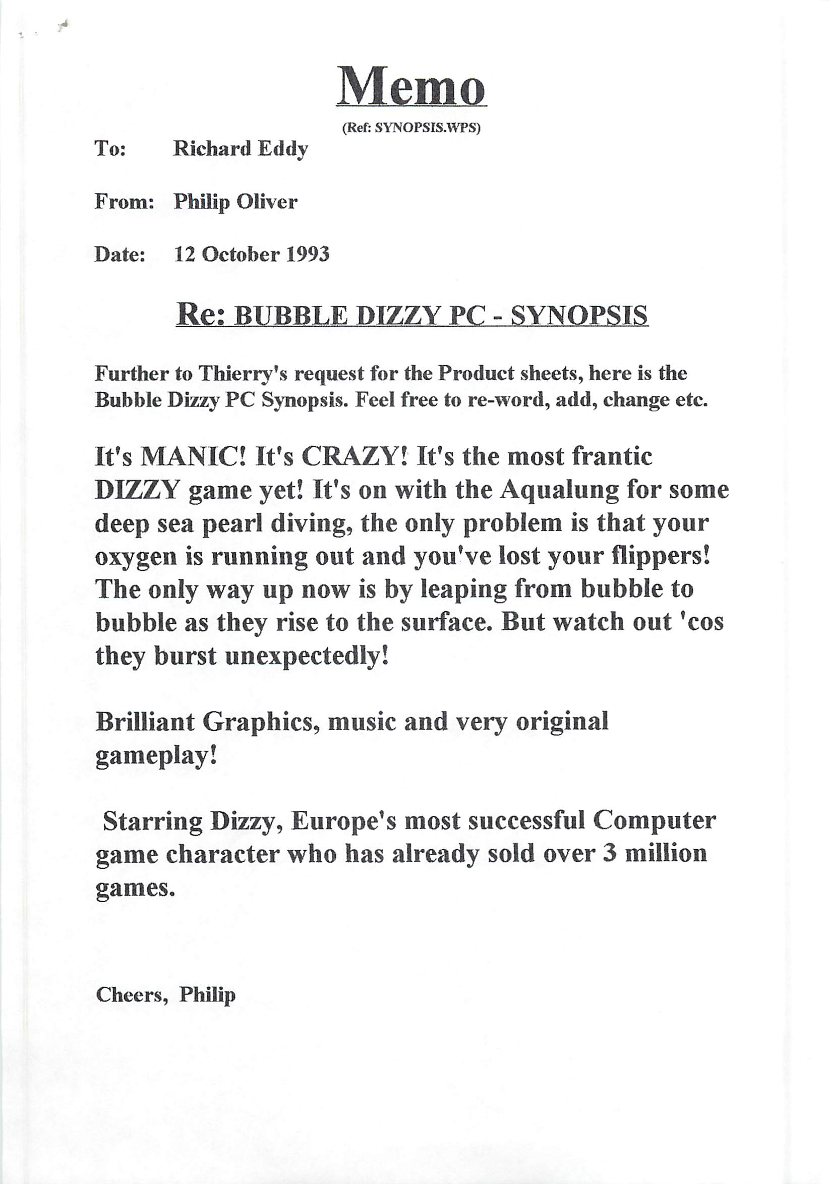 Bubble Dizzy - PC Synopsis #1