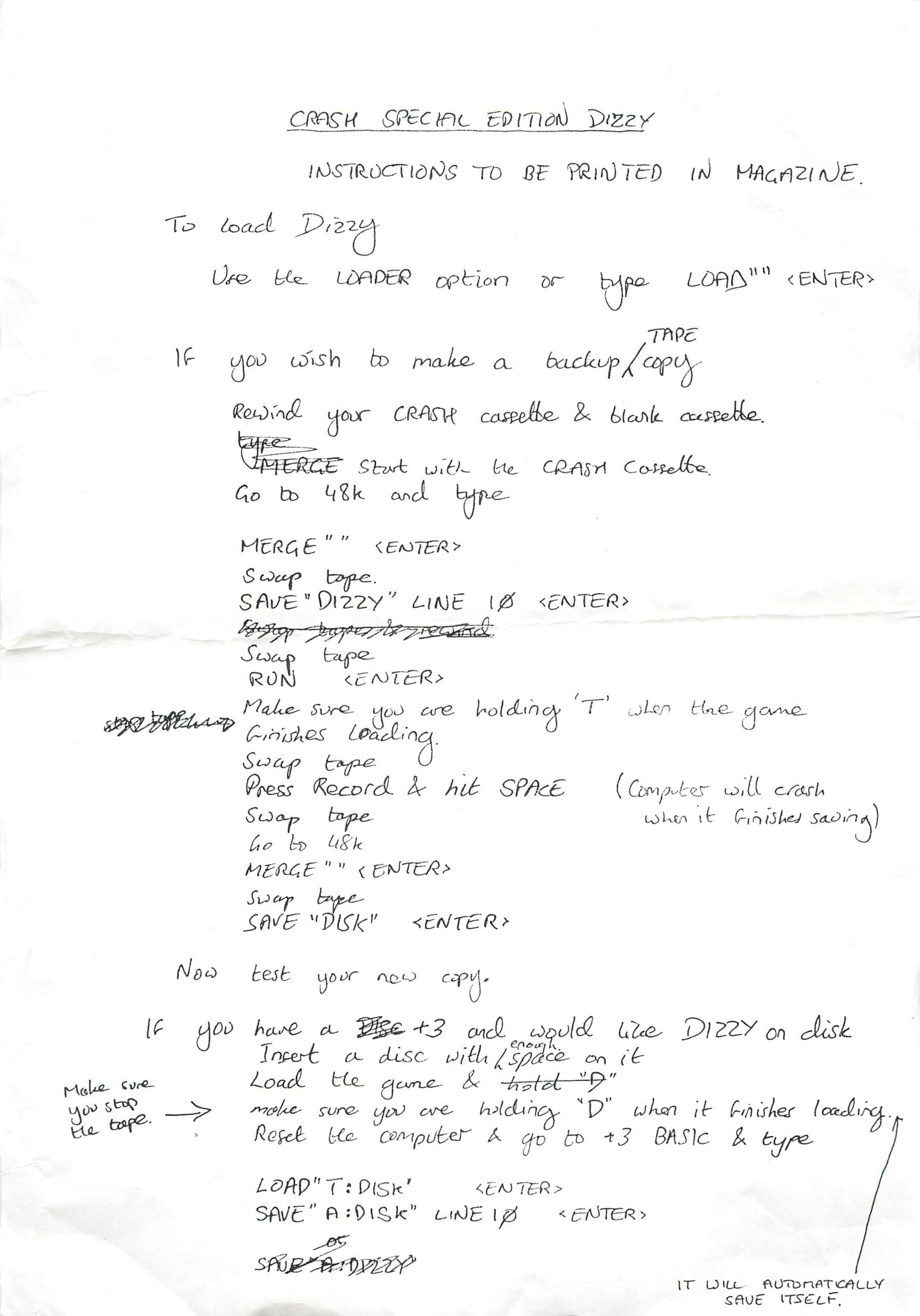 Dizzy TUCA - Crash Demo Notes #2