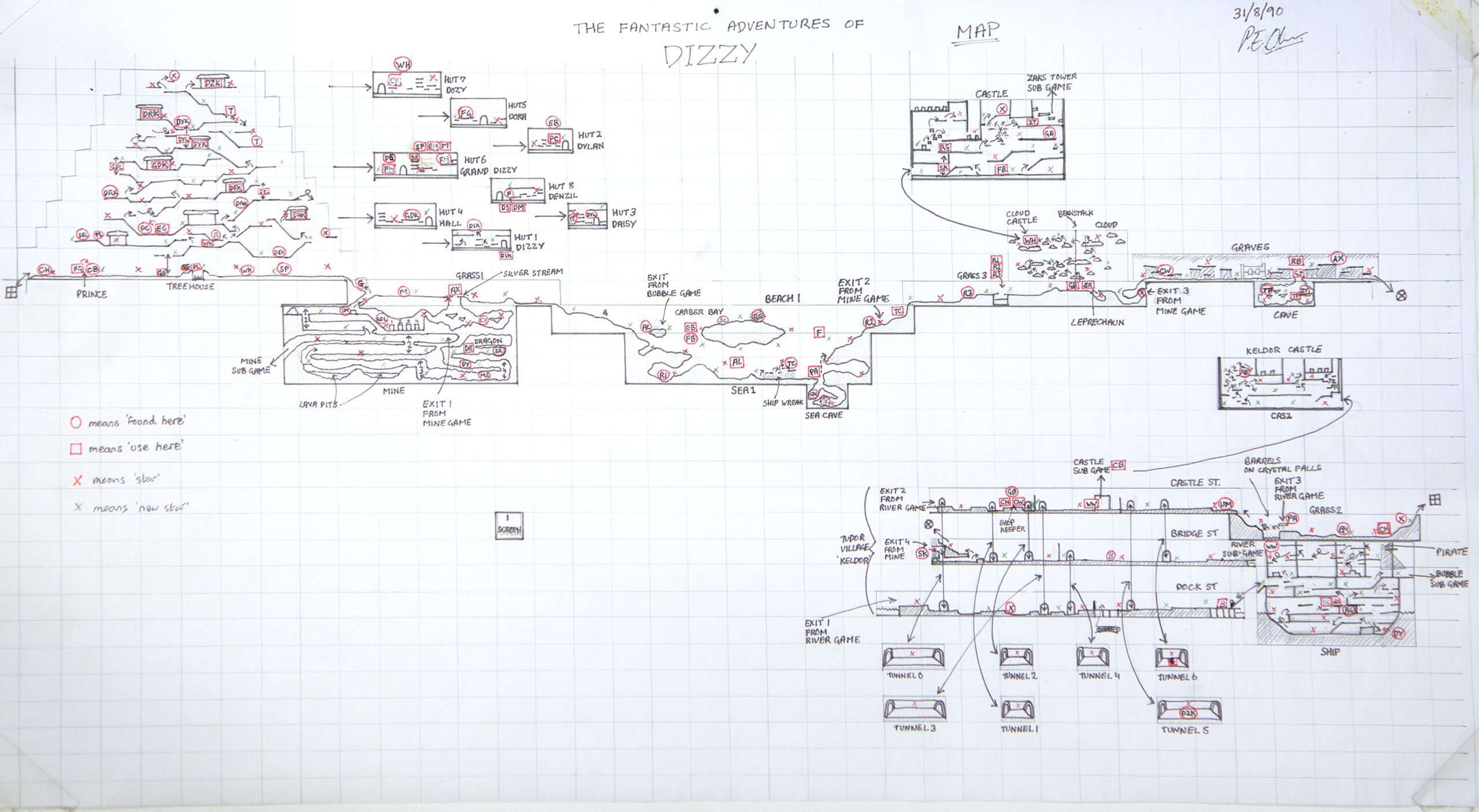 Fantastic Adventures Of Dizzy - Drawn Map
