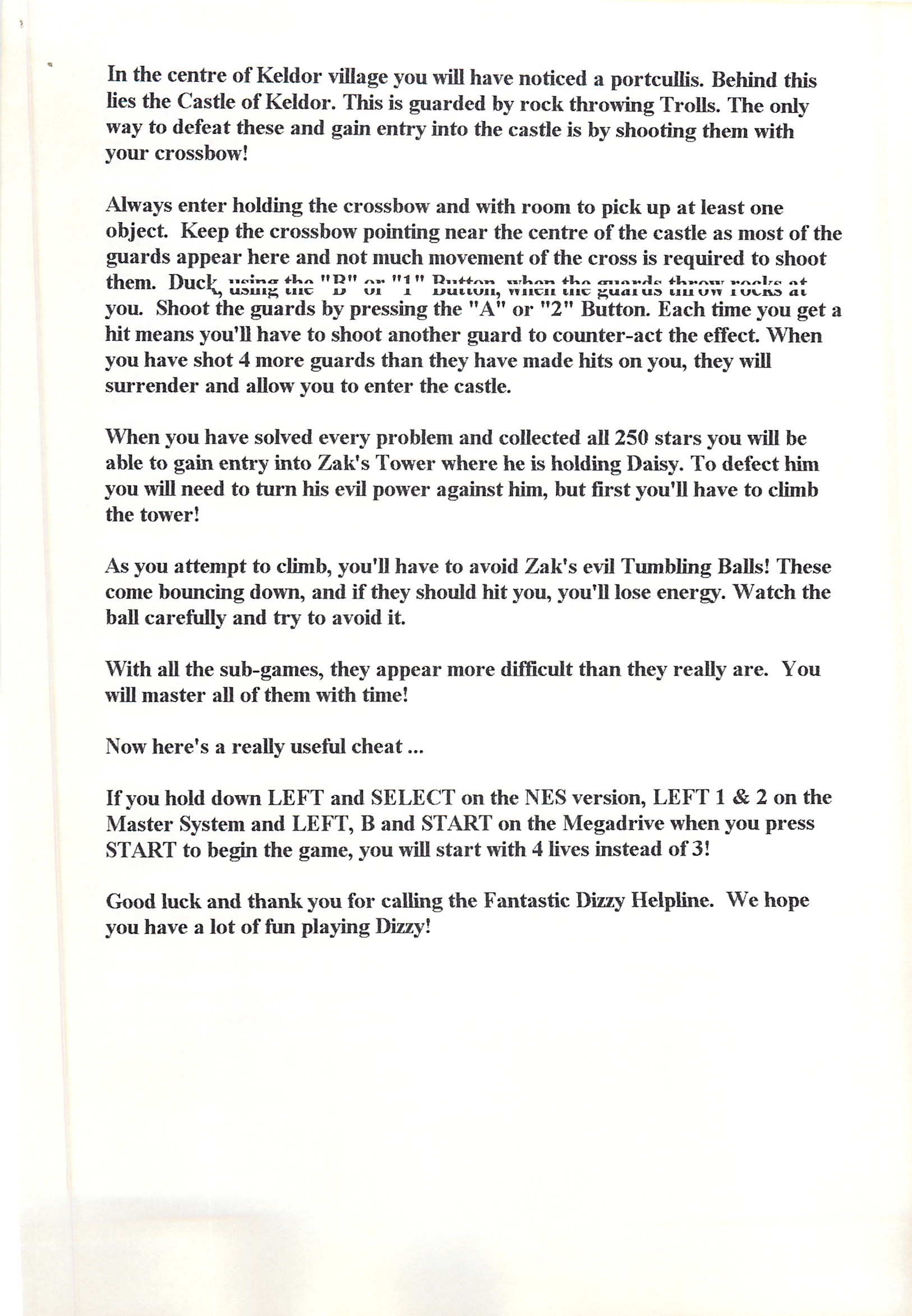 Fantastic Dizzy - Helpline Transcript #11