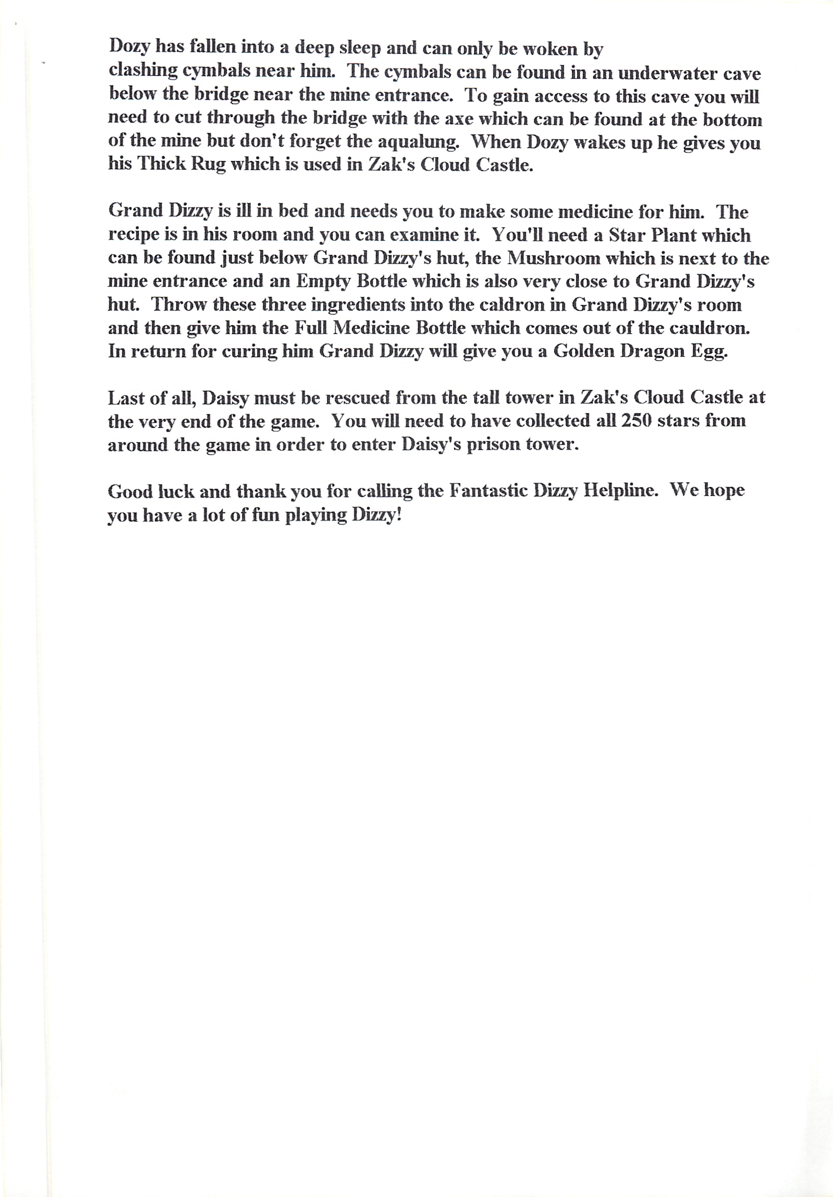 Fantastic Dizzy - Helpline Transcript #6