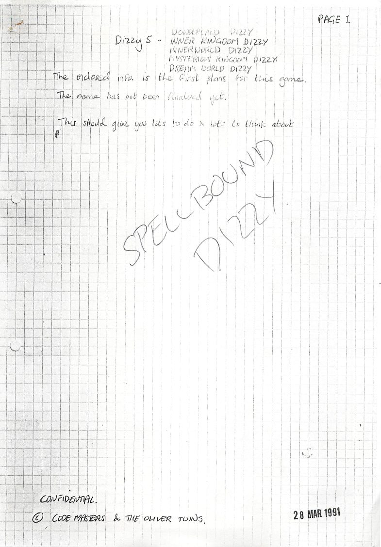 Spellbound Dizzy - Early Ideas #1