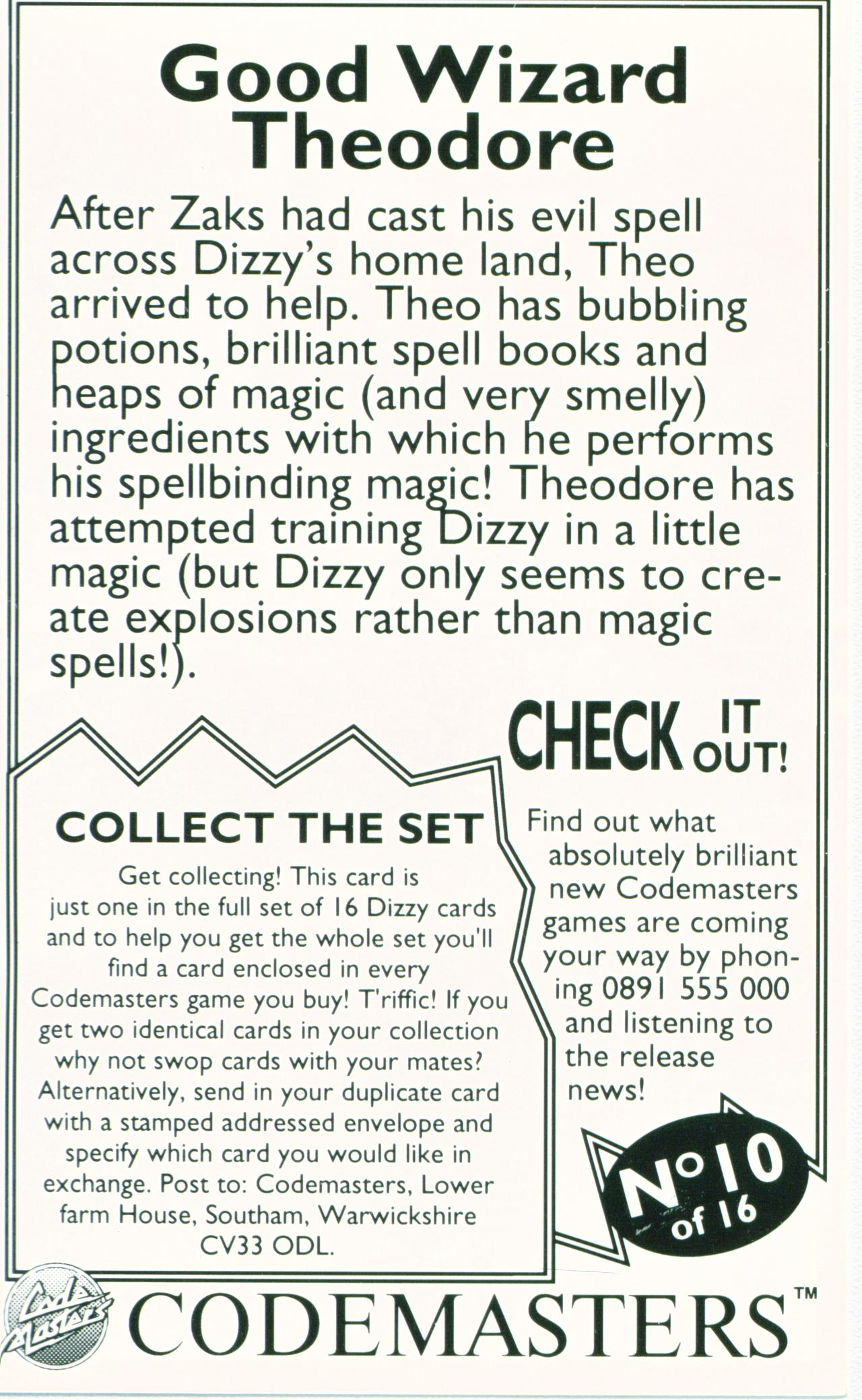 Collectors Cards - Theodore (Back)